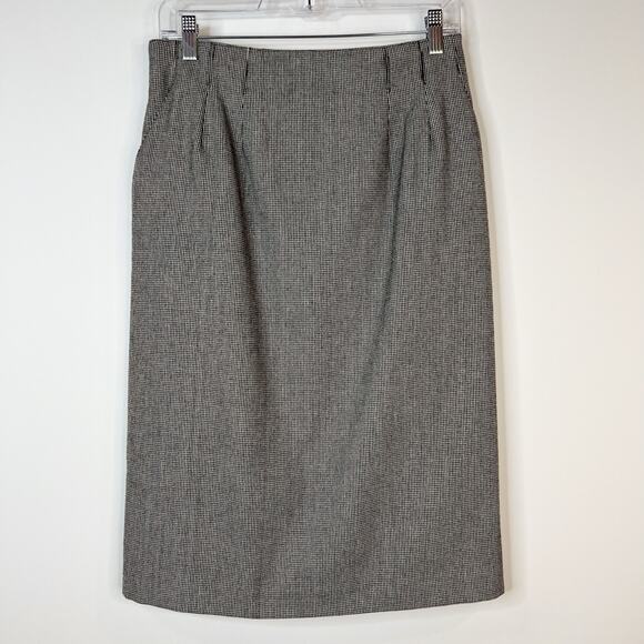 Vtg Evan Picone High Waisted Wool Pencil Skirt Sz 10 USA Union Made Houndstooth - Picture 2 of 12
